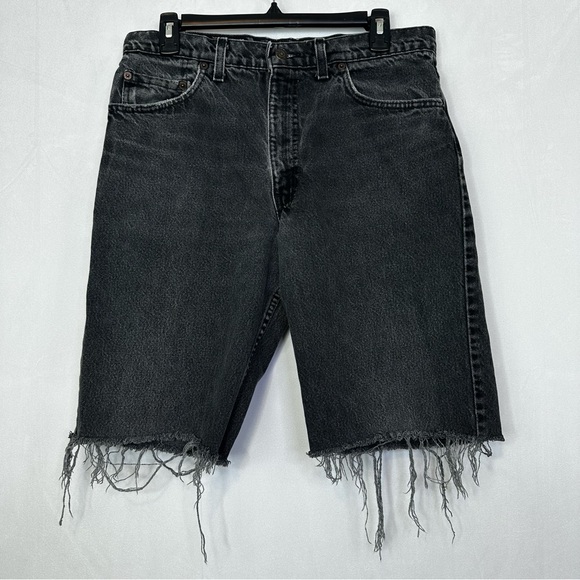 Levi’s 550 Jean Shorts Distressed Y2K Denim Casual Summer Cut Off Black - Picture 11 of 11